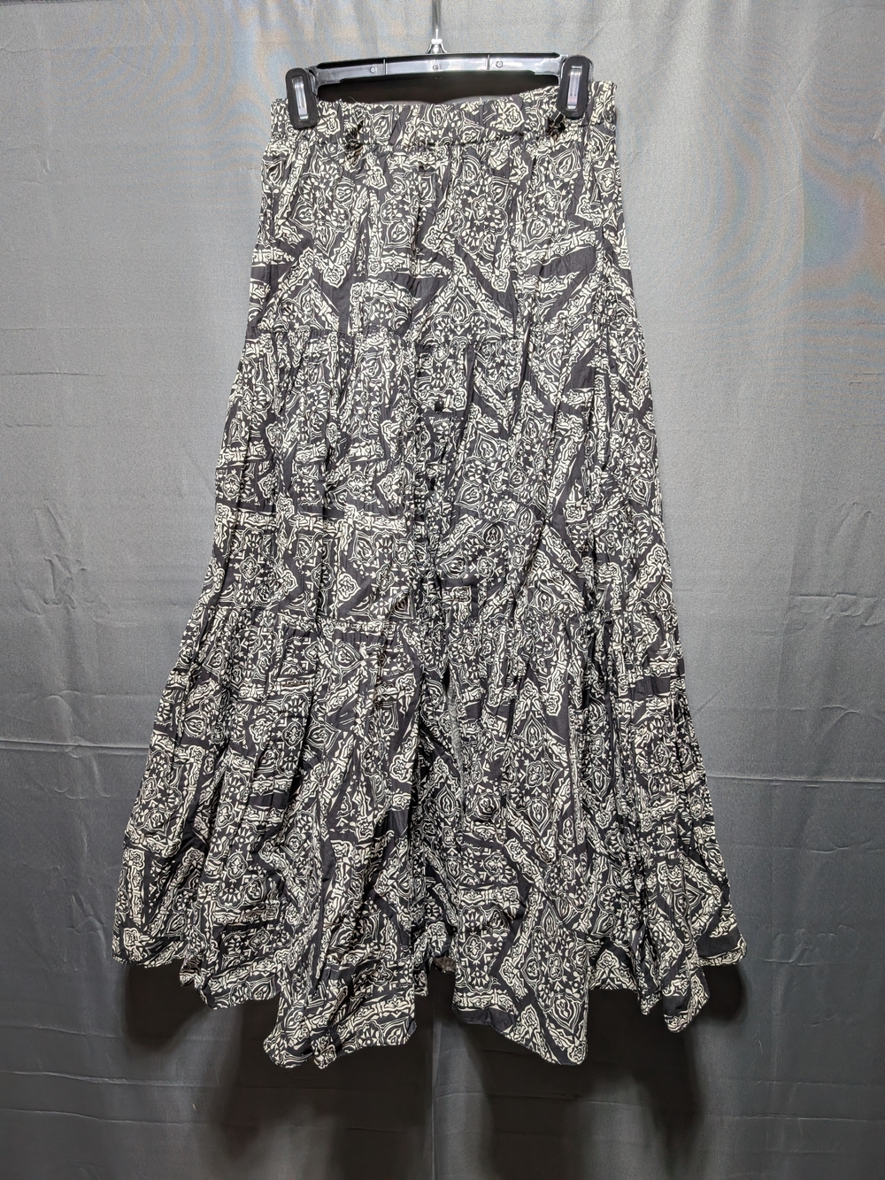 Vintage 90s Black & White Tiered Maxi Skirt